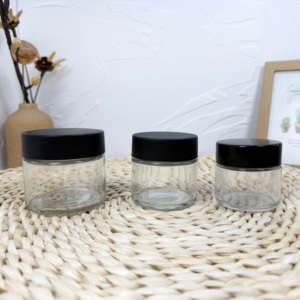 Pot cosmétique en verre givré de luxe avec couvercle en métal doré ou argenté pour beurre corporel - Product Image 1