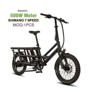 Vélo cargo familial électrique avec cadre en alliage d'aluminium Design de mode Moteur de moyeu arrière à tension 48v alimenté par une batterie au lithium