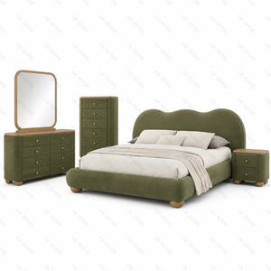 Juego de Muebles de Dormitorio Moderno con Cama Queen Acolchada, Diseño Contemporáneo, Cómoda y Armario para el Hogar - Product Image 1