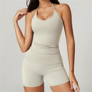 Completo <span class=keywords><strong>Sportivo</strong></span> Personalizzato di Alta Qualità per <span class=keywords><strong>Donna</strong></span>, Top Corto a Maniche Lunghe con Scollo a V e Blocchi di Colore, Set Yoga - Product Image 1