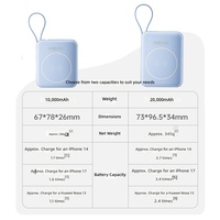 Chargeur portable haute capacité 20000mAh, batterie externe sans fil magnétique avec câble intégré DLP9222