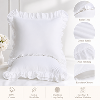 Housse de coussin en coton blanc à volants, plusieurs tailles disponibles