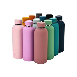 Custom Insulated Stainless Steel Hot and Cold Girls Reusable <b>Large</b> Slim 500Ml Rubber Painted Tea Water Bottle With Custom Logo - Product Image 1