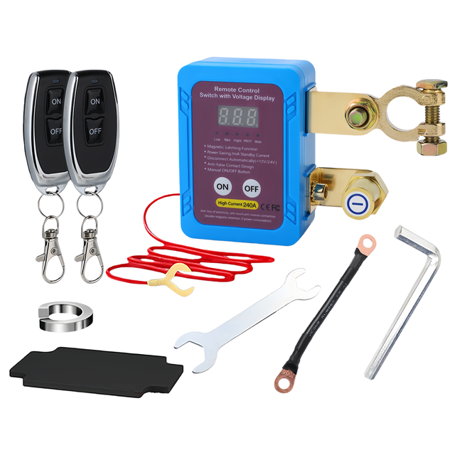 12V 240A Smart Remote Kill Switch, LED Display, Complete Accessories
