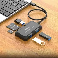 Hub USB 2.0 à 5 ports, câble de transfert de données, séparateur USB, convertisseur combo USB, lecteur de carte Micro SD TF, adaptateur pour connecter clavier et souris