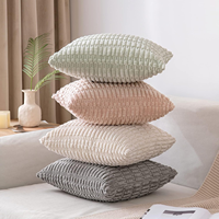 Housse de coussin en velours côtelé style bohème, rayée couleur blé, douce et unie, pour salon