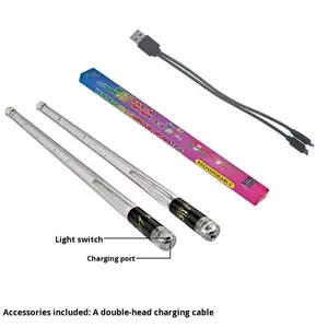 Baquetas LED con Carcasa Rígida de ABS, 15 Colores en Degradado, Recargables por USB, Interruptor, para Actuaciones en Escenario, Venta al por Mayor - Product Image 4