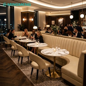 ชุดเฟอร์นิเจอร์ร้านอาหารเชิงพาณิชย์ทันสมัย คุณภาพสูง หนัง PU ท็อปไม้  มีสีให้เลือก ทนทาน ชุดโต๊ะรับประทานอาหารเชิงพาณิชย์ - Product Image 5
