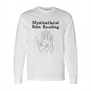 Camiseta de Manga Larga con Diseño Místico de Lectura de Palmas, Palmistería Sagrada y Diseño Psíquico - Product Image 2