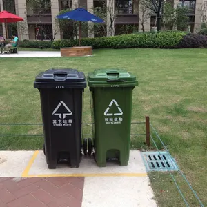 Wholesale 120L Public Waste Bin Garbage Bins Outdoor Dustbin Plastic Trash Can With Pedal