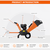 Broyeur de bois portable à moteur essence 7HP 212cc, type tambour, pour ferme