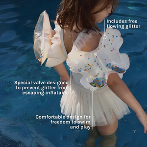 Braccialetti Gonfiabili per Bambini con Glitter, Galleggianti per Braccia, Ali d'Acqua, Ausilio per l'Allenamento al Nuoto in Piscina, per Ragazzi e Ragazze, in PVC Non Tossico - Product Image 2