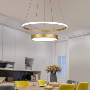 Modern Gold Stainless Steel Pendant Light LED 3500K Warm White E26 Dimmable Adjustable Height Gold Finish 5-Year <b>Chandelier</b> - Product Image 2