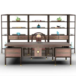 Guangodng Foshan Large Luxury Office Desk CEO Furniture Expensive Office Table Bureau De Luxe Boss wood Office Desk