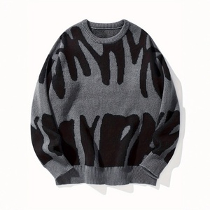 Pull à empiècements noir et blanc, nouvelle arrivée 2025 |   Tricots aux motifs uniques, tailles plus disponibles pour le streetwear - Product Image 1