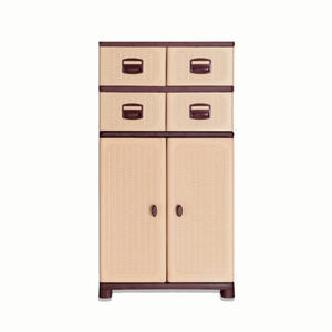 Foldable Multifunctional <b>Plastic</b> Stackable Storage Container with Rattan Pattern Drawer and Hanging Clothes <b>Rod</b> for Home - Product Image 1