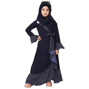 2023 all'ingrosso personalizzabile di alta qualità grande Swing piccola ragazza sciarpa Hijab con fiori modele de robe pour petite fille