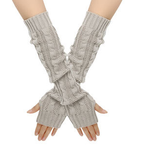 Frauen Winter warm gestrickt Arm wärmer Handschuhe Fäustlinge lange finger lose Daumenloch Ebene für Sport Radfahren täglichen Gebrauch im Freien - Product Image 5