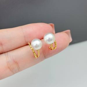 22392DIY Boucles d'oreilles simples en argent, perles de 5-8 mm, accessoires en argent S925, plateau vide pour créations d'accessoires en perles - Product Image 1