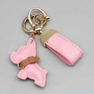 New Cute Cartoon Punk <b>French</b> <b>Bulldog</b> Leather Keychain Keyring <b>Gift</b> for Couples Car Ornament and Bag Pendant - Product Image 5
