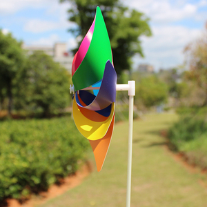 16cm acht blättrige achtfarbige Plastikspielzeug-Windmühle für Kinder Garten-Patio-Dekorations windmühle im Freien - Product Image 3