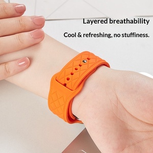 Correa de Reloj Deportiva de Silicona con Textura de Cuero y Hebilla de Pin para Relojes <span class=keywords><strong>Serie</strong></span> 1-8, Correa de Silicona Líquida para Parejas - Product Image 2