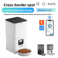 Distributeur automatique intelligent 6L pour animaux de compagnie, double alimentation Wi-Fi, 4 repas, 48 portions, minuterie, en acier inoxydable, portable, pour aliments secs
