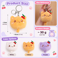 Peluche chat cerise douce et mignonne, porte-clés exquis pour filles, décorations de sac, breloques, figurine, petit cadeau