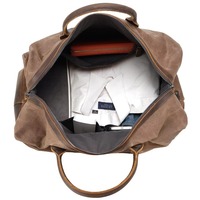 Tas Akhir Pekan Pria Elite, Tas Duffel Kanvas Berlapis Lilin Tahan Air yang Canggih, Tas Perjalanan dengan Sentuhan Kulit Mewah, Mendukung Kustomisasi