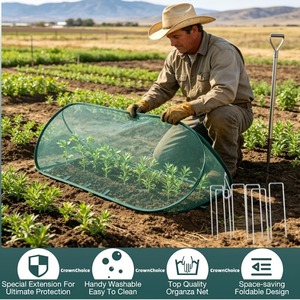 Ensemble de protection pliable et portable pour plantes, 7 pièces : 1 filet de protection + 6 piquets de fixation au sol pour la prévention des oiseaux et des insectes dans le jardin - Product Image 4