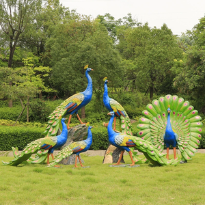 Özel yapılmış açık Park bahçe dekorasyon tavuskuşu heykeli reçine sanat heykel tavuskuşu kuş heykeli - Product Image 2