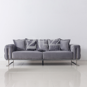 Chesterfield Furniture <strong>Grey</strong> 7 Seater Couch Velvet Fabric 3+2+1+1 Sofa <strong>Loveseat</strong> and Chair - Product Image 2