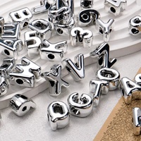 Perles Alphabet à Grand Trou Plaqué Argent pour la Fabrication de Bijoux DIY, Porte-clés et Breloques de Sac