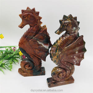 Nouveauté cristal naturel océan jaspe hippocampe unique sculpture cristal mousse agate grand hippocampe pour la décoration - Product Image 2