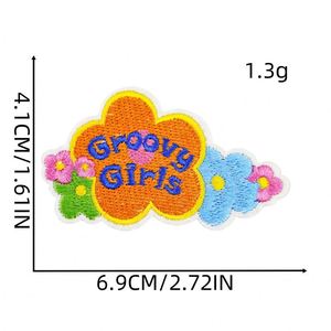 New Iron on Embroidery Orange Color Sun Glass <b>rainbow</b> butterfly Sunflower Peace Sign Bus Patch for Decoration Gift - Product Image 5