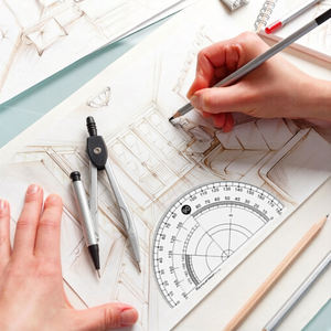 Ensemble de géométrie Foska gris, 8 pièces, facile à transporter et à ranger, <span class=keywords><strong>avec</strong></span> règle, rapporteur, compas, <span class=keywords><strong>crayon</strong></span> mécanique et gomme - Product Image 6