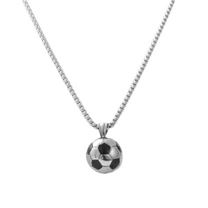 Colgante de Balón de Fútbol de Acero Inoxidable, Collar Deportivo para Hombre, Diseño Geométrico Retro, Regalo 120131 - Product Image 2