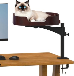 Hamac moderne pour chat à fixation par pince avec bras rotatif extensible et coussin moelleux, <span class=keywords><strong>lit</strong></span> surélevé pour animaux de compagnie pour bureau ou table, pour chats <span class=keywords><strong>d</strong></span>'intérieur - Product Image 1