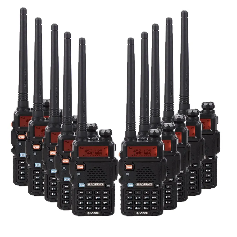 Walkie talkie nirkabel Uhf Vhf 5W, Top Dual band Uhf Vhf 5W 2way Radio DMR jarak jauh 128 saluran Uv5R Baofeng Uv-5R