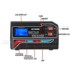 AUTSOME Chargeur de batterie de voiture électrique universel 12V/24V pour voitures, camions, bateaux, motos - Product Image 2