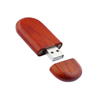 JIFU Flash Drive USB 3.0 Kayu Maple Merah Bentuk Elips 16GB/32GB/64GB/128GB/256GB dengan Kotak Kayu, Logo Ukiran Sesuai Pesanan