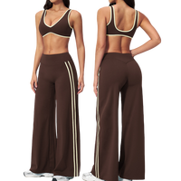 CIYING Set Yoga 2 Potong Premium Baru untuk Wanita dengan Detail Kontras, Logo Kustom, Legging Yoga Model Flare dan Set Bra untuk Olahraga