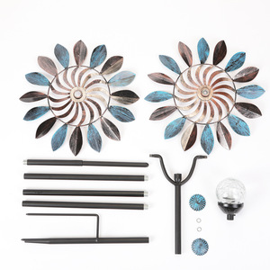 Spinner à vent en métal lumière solaire 360 degrés rotatif grand étanche extérieur en métal artisanat jardin cour décor piquet - Product Image 3