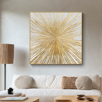 Peinture à l'huile de grande taille, lignes abstraites, texture or, toile acrylique, peinture manuelle à la feuille d'or et art mural