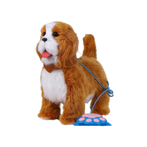 Jouet en peluche chat à cordon, motif rayures de tigre marron foncé, chat qui bouge et chante avec collier cœur rose, pour vente en gros aux zoos et boutiques de cadeaux - Product Image 5
