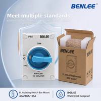 BENLEE IP65 Caja de Conexión Impermeable de 3/4 Polos, Interruptor Aislador, Desconectador, Control Industrial