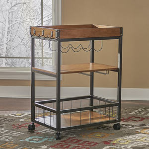 Parte superior de madera Industrial de muebles de Metal de servicio de almacenamiento de <span class=keywords><strong>Bar</strong></span> al aire libre carro para <span class=keywords><strong>la</strong></span> casa - Product Image 6