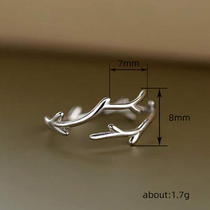 Anello in argento a forma di pianta, stile bohémien, gioielli di moda unisex, regalo T0174 - Product Image 4