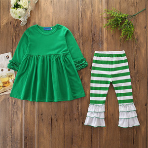 bebé ropa de excelente calidad verde rojo <span class=keywords><strong>chica</strong></span> traje de camisa de manga larga de otoño e invierno falda - Product Image 5