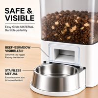 Distributeur automatique intelligent et écologique de nourriture solide pour chats et chiens, en acier inoxydable et plastique, contrôlé par application/WiFi, avec compartiment visible